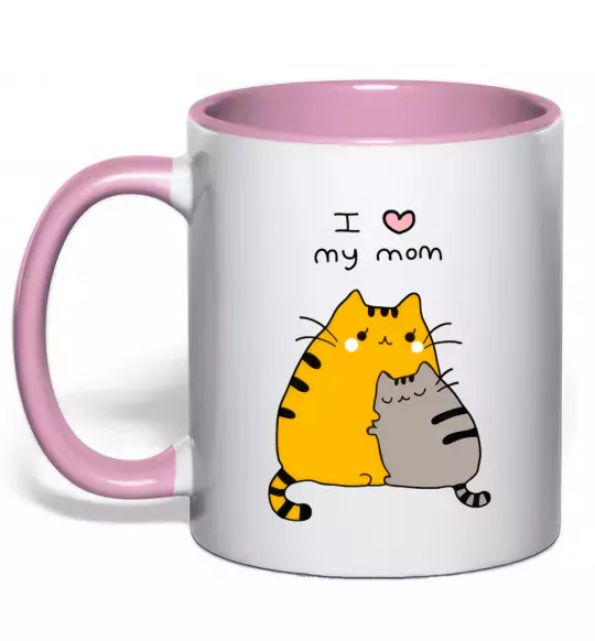 Чашка с цветной ручкой I love my mum Нежно розовый фото