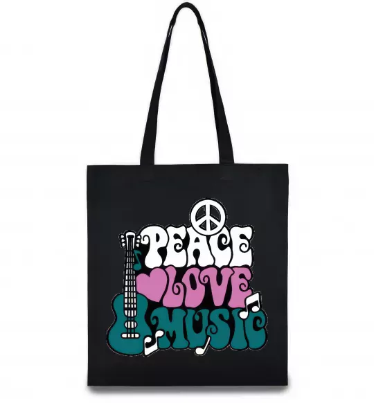 Еко-сумка Peace love music multicolour Чорний фото