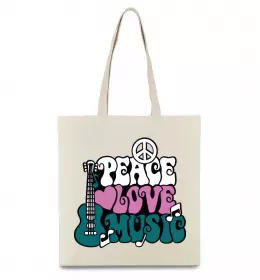 Эко-сумка Peace love music multicolour Бежевый фото