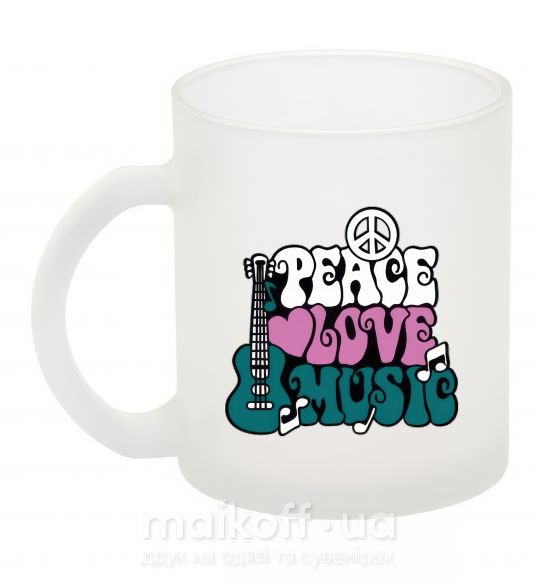 Чашка стеклянная Peace love music multicolour Фроузен фото