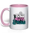 Чашка з кольоровою ручкою Peace love music multicolour Ніжно рожевий фото