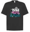 Футболка Оверсайз Peace love music multicolour Черный фото