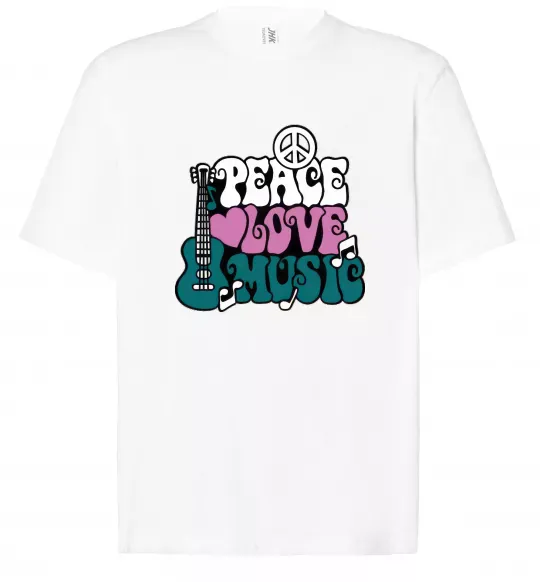Футболка Оверсайз Peace love music multicolour Белый фото