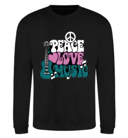 Свитшот Peace love music multicolour Черный фото
