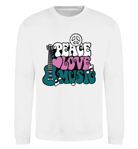 Свитшот Peace love music multicolour Белый фото