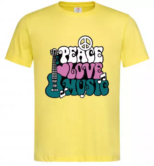 Чоловіча футболка Peace love music multicolour Лимонний фото