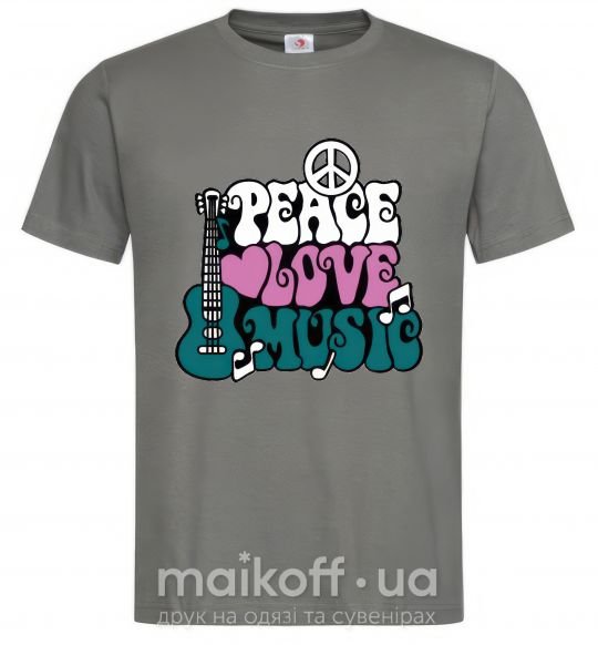 Чоловіча футболка Peace love music multicolour Графіт фото