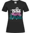 Жіноча футболка Peace love music multicolour Чорний Жіноча футболка Peace love music multicolour Чорний фото