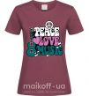 Жіноча футболка Peace love music multicolour Бордовий фото
