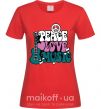 Женская футболка Peace love music multicolour Красный фото