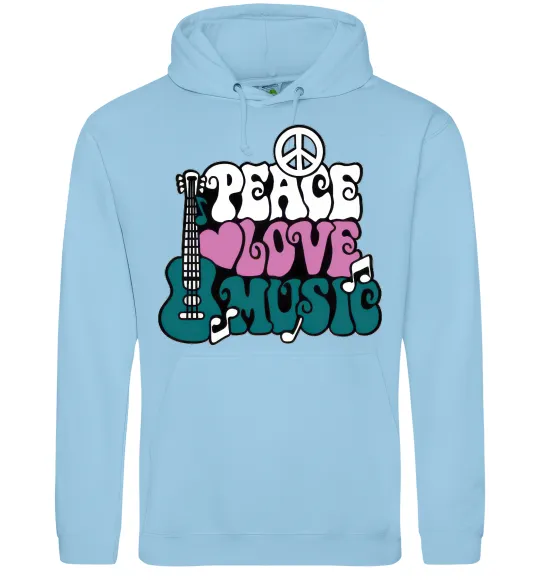 Чоловіча толстовка (худі) Peace love music multicolour Блакитний фото