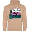 Женская толстовка (худи) Peace love music multicolour Песочный Женская толстовка (худи) Peace love music multicolour Песочный фото
