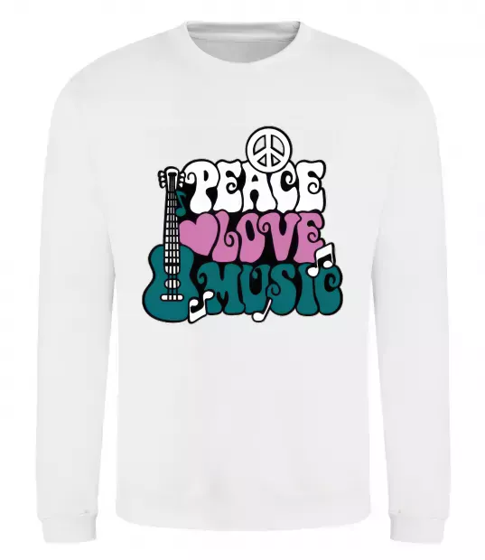 Світшот Peace love music multicolour Білий фото