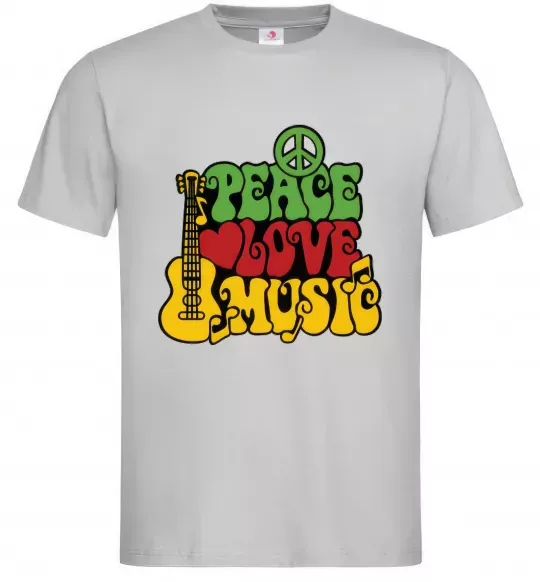 Чоловіча футболка Peace love music multicolour Сірий фото