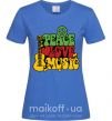 Жіноча футболка Peace love music multicolour Яскраво-синій фото