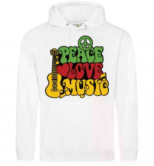 Женская толстовка (худи) Peace love music multicolour Белый фото