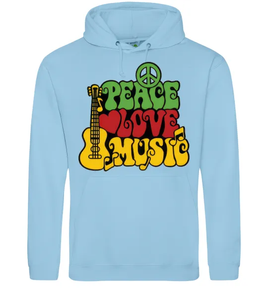 Жіноча толстовка (худі) Peace love music multicolour Блакитний фото