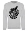 Світшот Peace love music guitar Сірий меланж фото