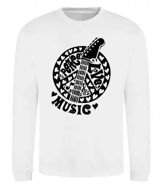 Світшот Peace love music guitar Білий фото