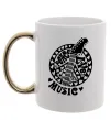 Чашка з кольоровою ручкою Peace love music guitar Золото фото
