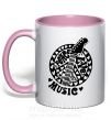 Чашка с цветной ручкой Peace love music guitar Нежно розовый фото