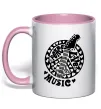 Чашка з кольоровою ручкою Peace love music guitar Ніжно рожевий фото