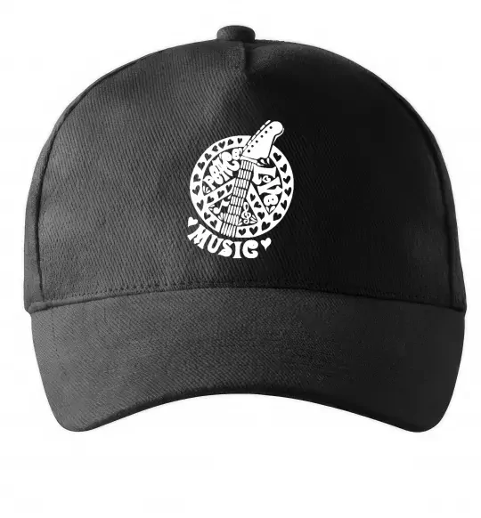 Кепка Peace love music guitar Чорний фото