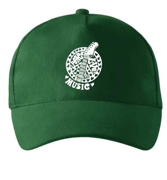 Кепка Peace love music guitar Темно-зелений фото
