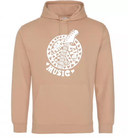 Жіноча толстовка (худі) Peace love music guitar Пісочний фото