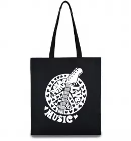 Эко-сумка Peace love music guitar Черный фото