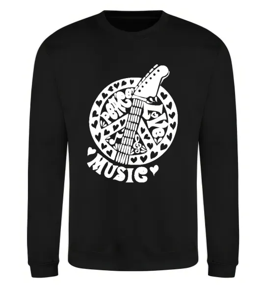 Світшот Peace love music guitar Чорний фото