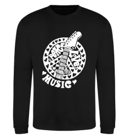 Світшот Peace love music guitar Чорний фото