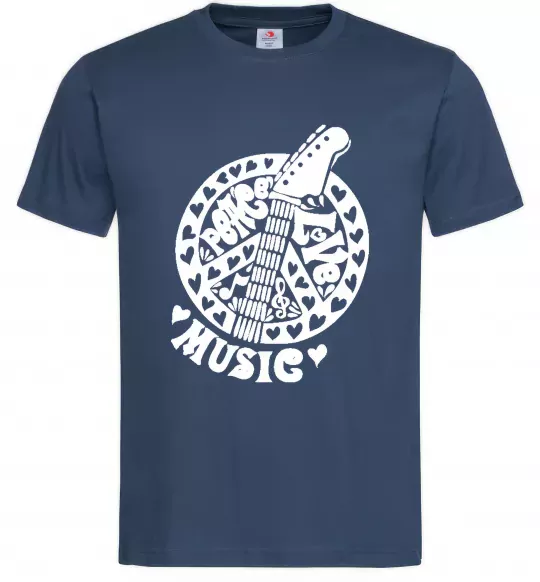 Чоловіча футболка Peace love music guitar Темно-синій фото