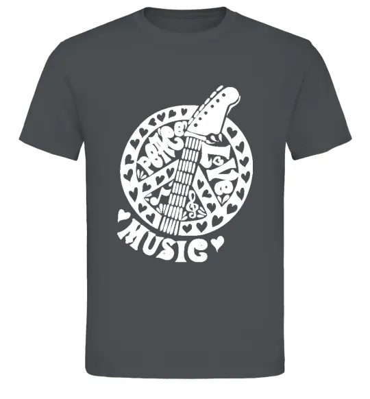 Чоловіча футболка Peace love music guitar Графіт фото