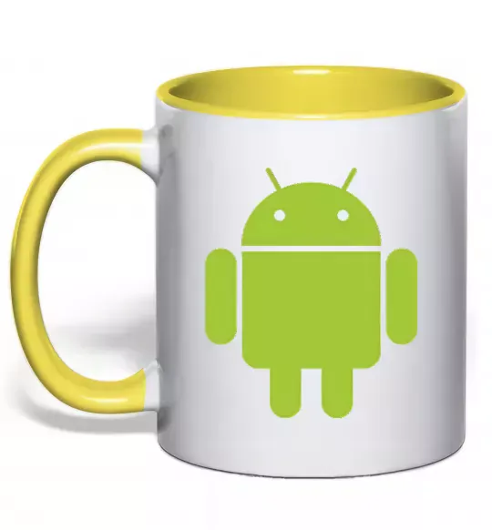 Чашка з кольоровою ручкою ANDROID Сонячно жовтий фото