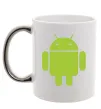 Чашка з кольоровою ручкою ANDROID Срібло фото