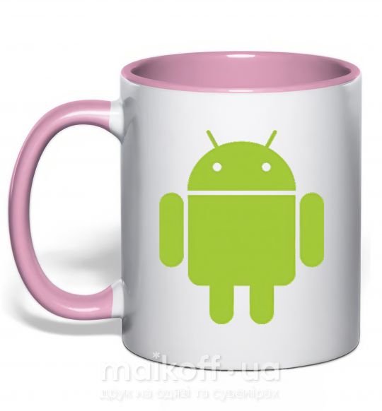 Чашка з кольоровою ручкою ANDROID Ніжно рожевий фото