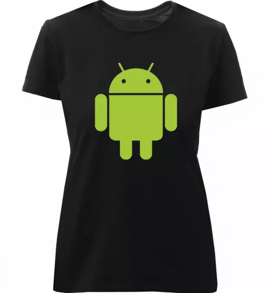 Женская премиум футболка ANDROID Черный фото