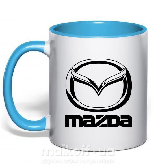 Чашка з кольоровою ручкою MAZDA Блакитний фото