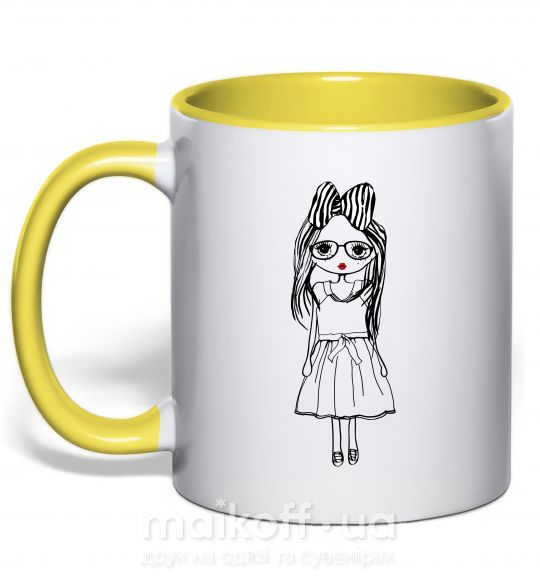 Чашка з кольоровою ручкою SHY GIRL Сонячно жовтий фото