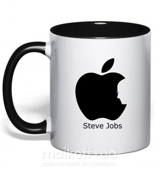 Чашка з кольоровою ручкою STEVE JOBS Чорний фото