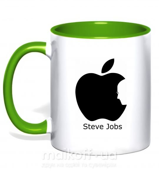 Чашка з кольоровою ручкою STEVE JOBS Зелений фото