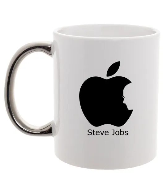 Чашка с цветной ручкой STEVE JOBS Серебро фото