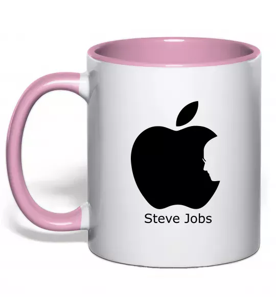 Чашка с цветной ручкой STEVE JOBS Нежно розовый фото