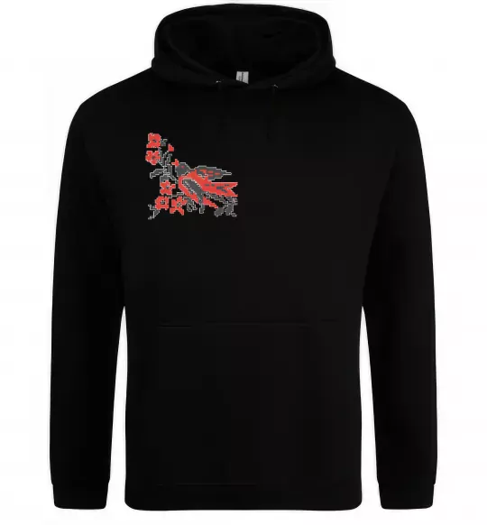 Женская толстовка (худи) Пташка ВИШИВКА Черный фото