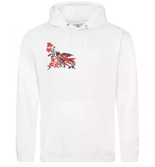 Женская толстовка (худи) Пташка ВИШИВКА Белый фото