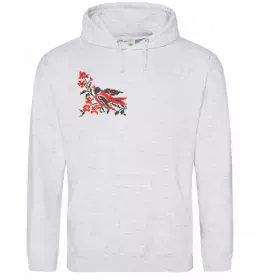 Женская толстовка (худи) Вишиванка - I love Ukraine Серый меланж фото