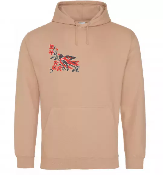 Женская толстовка (худи) Пташка ВИШИВКА Песочный фото