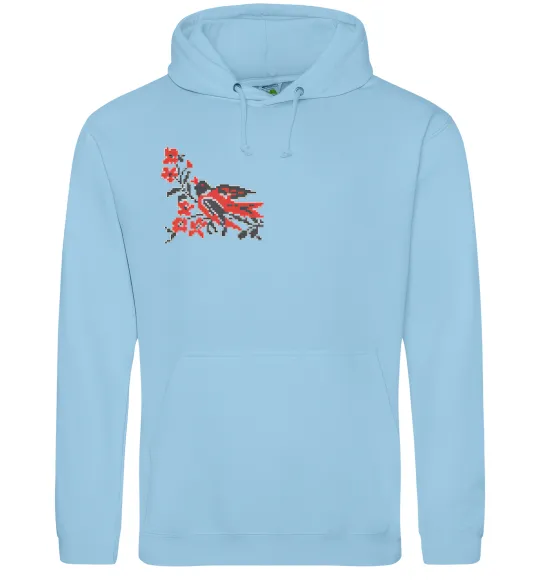 Женская толстовка (худи) Пташка ВИШИВКА Голубой фото