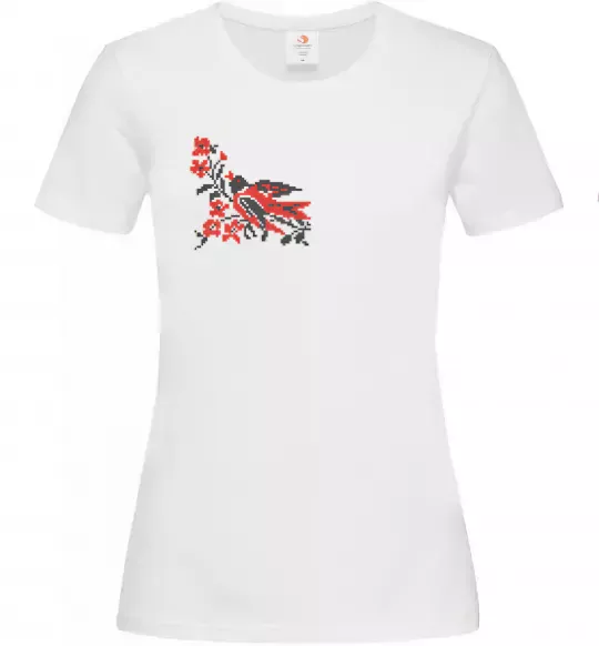 Жіноча футболка Пташка ВИШИВКА Білий фото